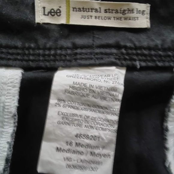 LEE NATURAL STRAIGHT WOMEN'S JEANS SIZE 16-Black - Picture 5 of 6